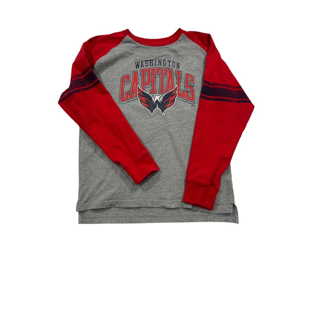NHL Washington Capitals Raglan‎ T-Shirt Long Sleeve Graphic L (515)